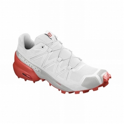 White / Red Salomon SPEEDCROSS 5 Men's Trail Running Shoes | AE-569WXIJ