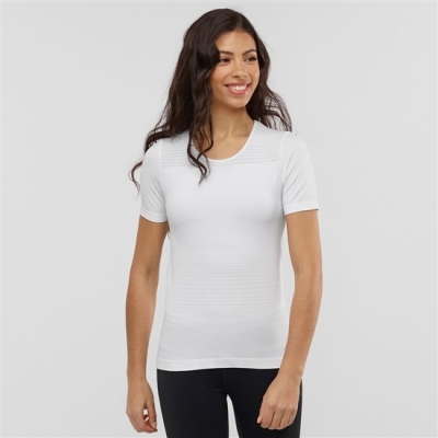 White Salomon ESSENTIAL MOVE ON SEAMLESS Women's T Shirts | AE-584OENZ