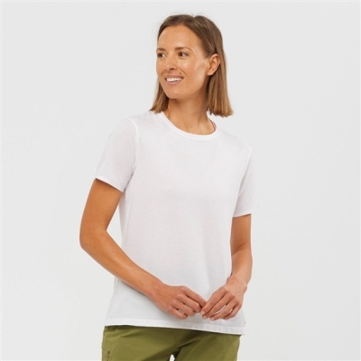 White Salomon ESSENTIAL TENCEL Women's T Shirts | AE-765XNDJ