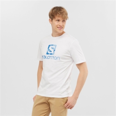 White Salomon OUTLIFE LOGO Short Sleeve Men's T Shirts | AE-276NQAW