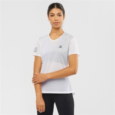 White Salomon SENSE Short Sleeve Women's T Shirts | AE-803LTEM