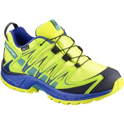 Yellow / Blue Salomon XA PRO 3D CSWP J Kids' Trail Running Shoes | AE-974VSGI