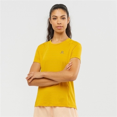 Yellow Salomon XA W Short Sleeve Women's T Shirts | AE-593DHYS